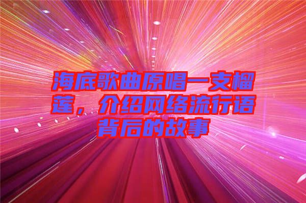 海底歌曲原唱一支榴蓮,介紹網絡流行語背后的故事