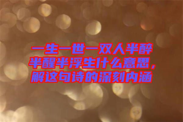 一生一世一雙人半醉半醒半浮生什么意思，解這句詩的深刻內涵