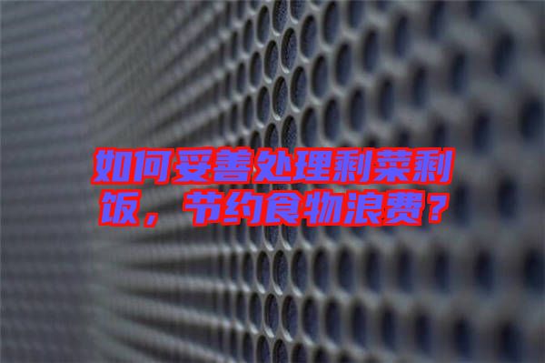 如何妥善處理剩菜剩飯，節約食物浪費？