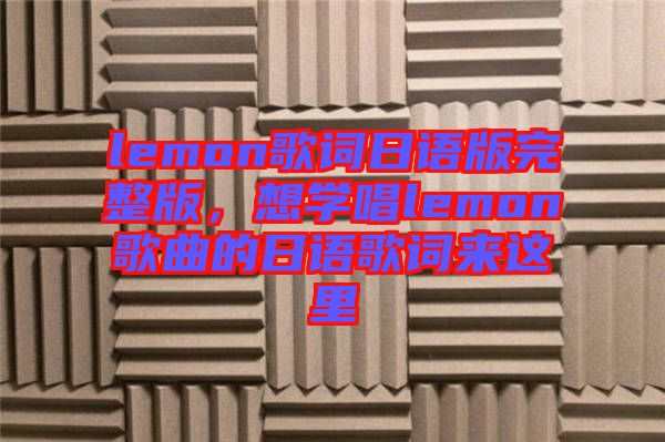 lemon歌詞日語(yǔ)版完整版，想學(xué)唱lemon歌曲的日語(yǔ)歌詞來(lái)這里
