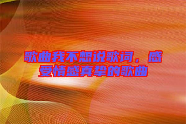 歌曲我不想說歌詞,感受情感真摯的歌曲