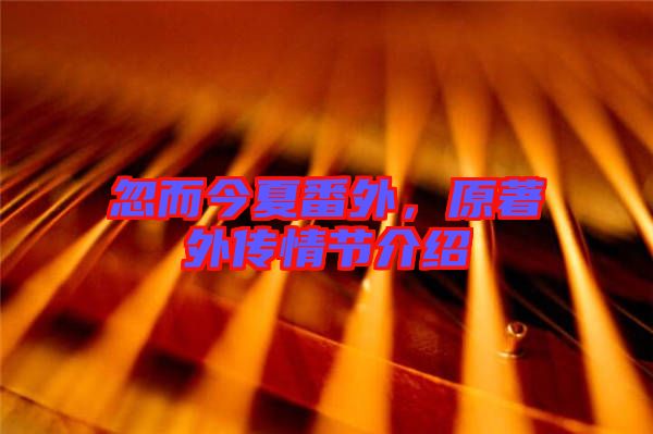 忽而今夏番外,原著外傳情節介紹