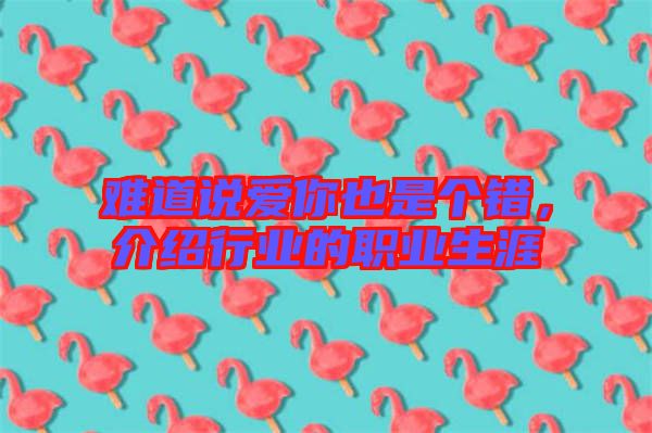 難道說愛你也是個錯，介紹行業的職業生涯