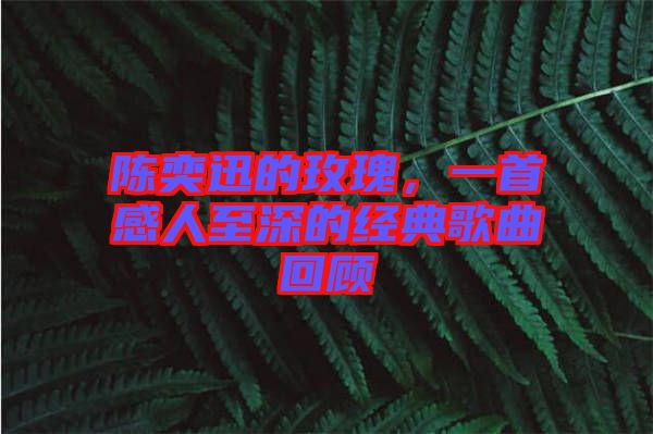 陳奕迅的玫瑰,一首感人至深的經典歌曲回顧