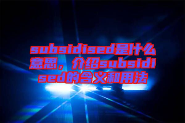 subsidised是什么意思，介紹subsidised的含義和用法