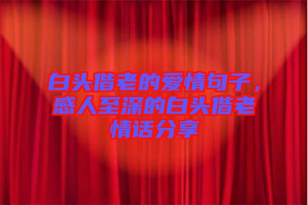 白頭偕老的愛情句子,感人至深的白頭偕老情話分享