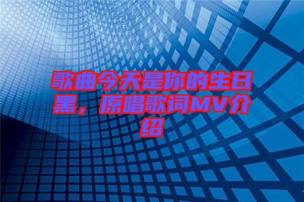 歌曲今天是你的生日黑,原唱歌詞MV介紹