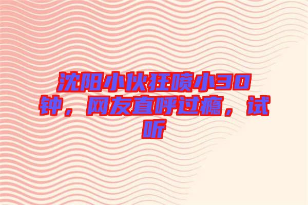沈陽(yáng)小伙狂噴小30鐘,網(wǎng)友直呼過(guò)癮,試聽(tīng)