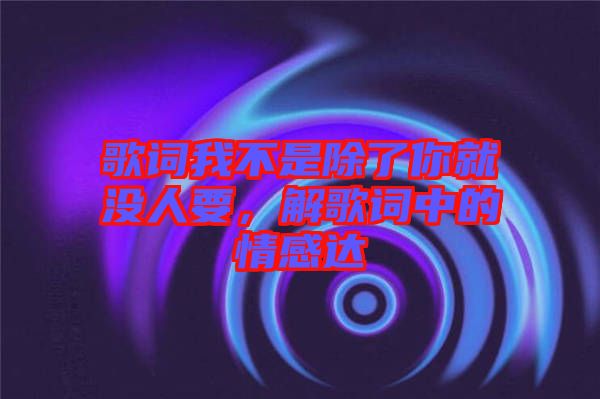 歌詞我不是除了你就沒人要,解歌詞中的情感達