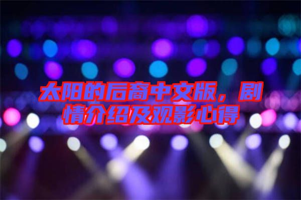 太陽的后裔中文版,劇情介紹及觀影心得