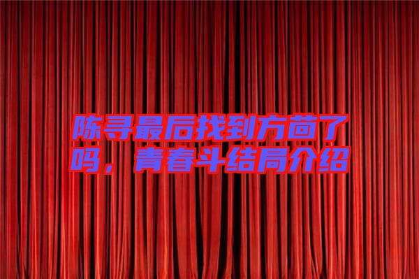 陳尋最后找到方茴了嗎,青春斗結局介紹