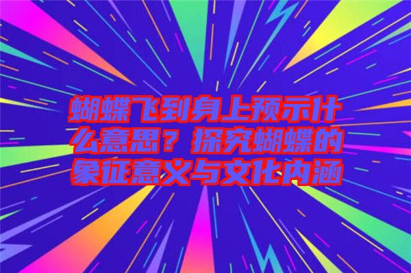蝴蝶飛到身上預示什么意思?探究蝴蝶的象征意義與文化內涵