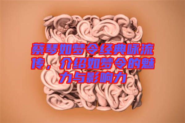 蔡琴如夢令經典詠流傳,介紹如夢令的魅力與影響力