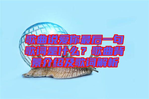 歌曲說愛你最后一句歌詞是什么？歌曲背景介紹及歌詞解析