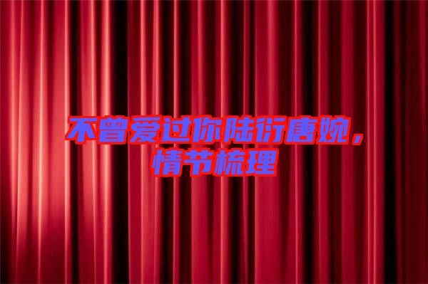 不曾愛過你陸衍唐婉,情節梳理