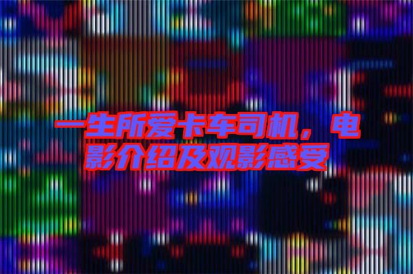 一生所愛(ài)卡車司機(jī),電影介紹及觀影感受