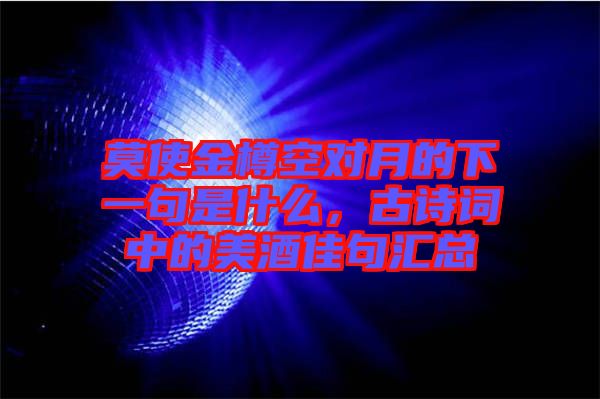 莫使金樽空對月的下一句是什么，古詩詞中的美酒佳句匯總