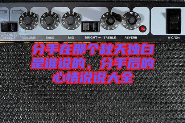 分手在那個秋天獨白是誰說的,分手后的心情說說大全