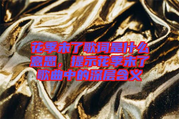 花季未了歌詞是什么意思，提示花季未了歌曲中的深層含義