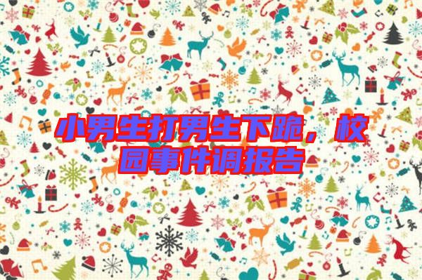 小男生打男生下跪,校園事件調(diào)報告