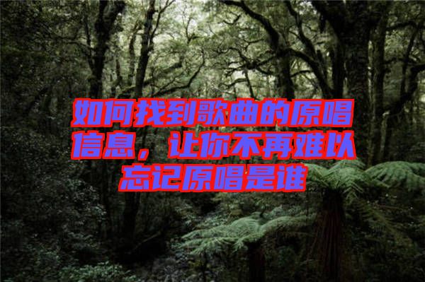 如何找到歌曲的原唱信息,讓你不再難以忘記原唱是誰