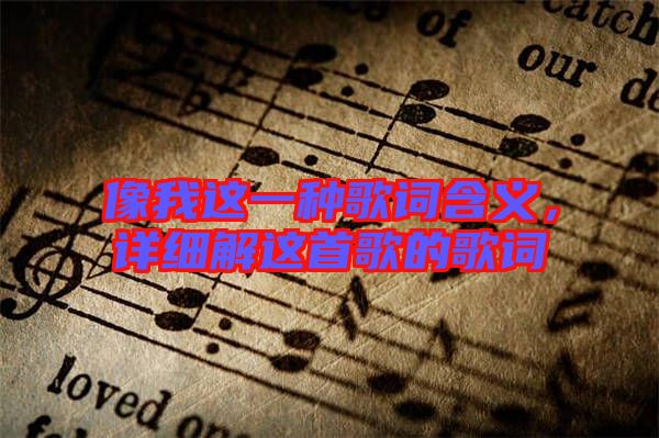 像我這一種歌詞含義,詳細解這首歌的歌詞