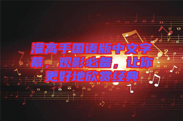 灌高手國語版中文字幕，觀影必備，讓你更好地欣賞經(jīng)典