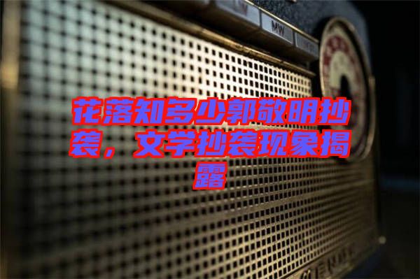 花落知多少郭敬明抄襲,文學抄襲現(xiàn)象揭露