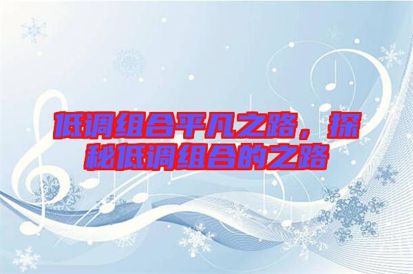 低調(diào)組合平凡之路,探秘低調(diào)組合的之路