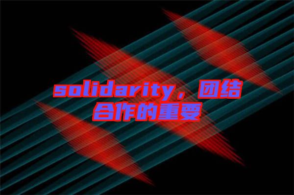 solidarity，團結合作的重要