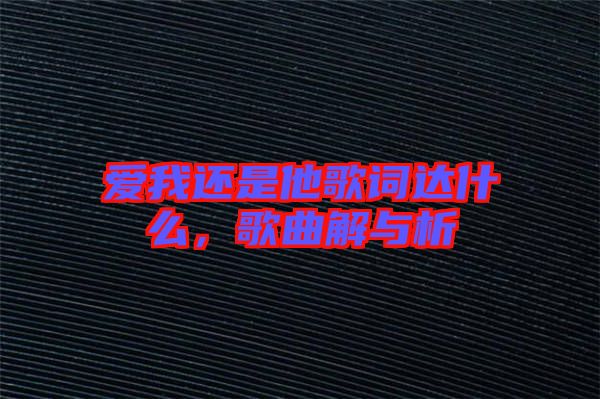 愛我還是他歌詞達什么，歌曲解與析