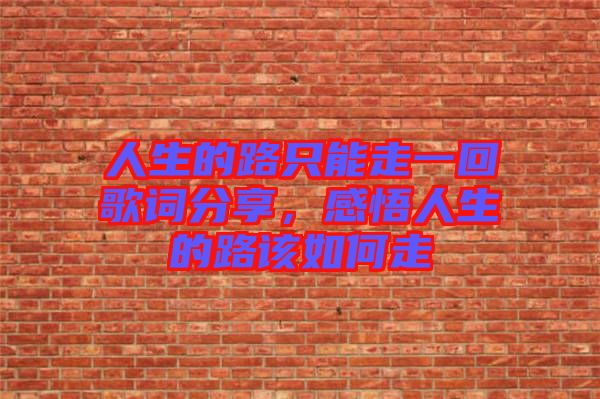 人生的路只能走一回歌詞分享,感悟人生的路該如何走