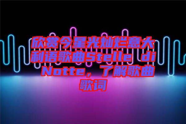 欣賞今星光燦爛意大利語歌曲Stelle di Notte,了解歌曲歌詞