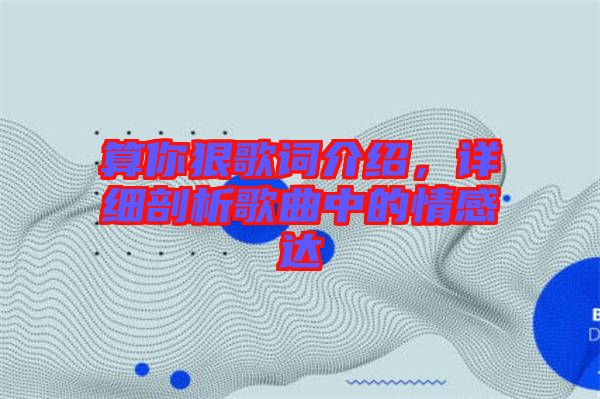 算你狠歌詞介紹，詳細(xì)剖析歌曲中的情感達