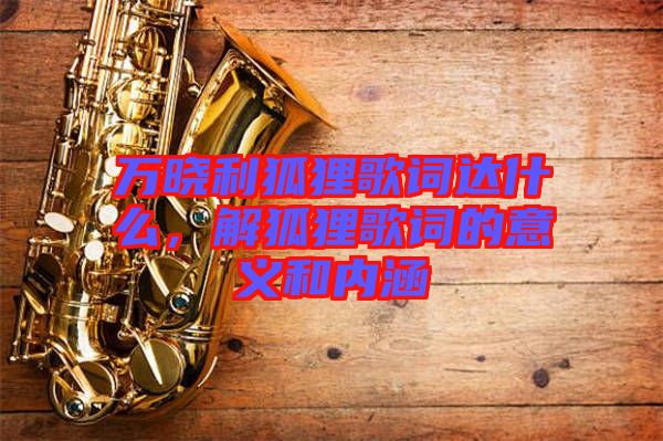 萬曉利狐貍歌詞達什么,解狐貍歌詞的意義和內涵