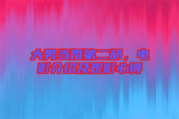 大男當婚第二部,電影介紹及觀影心得