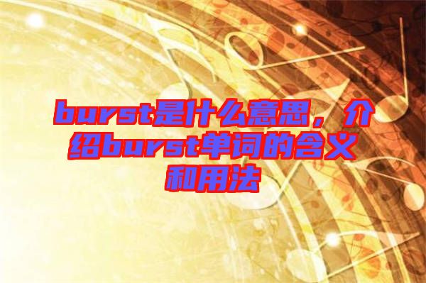 burst是什么意思，介紹burst單詞的含義和用法