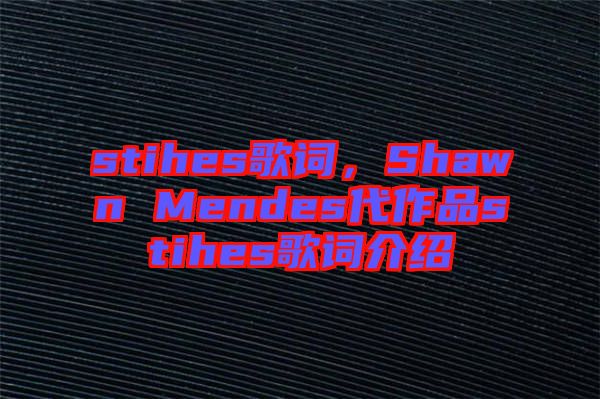stihes歌詞,Shawn Mendes代作品stihes歌詞介紹