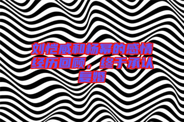 劉愷威和楊冪的感情經(jīng)歷回顧,終于承認復婚