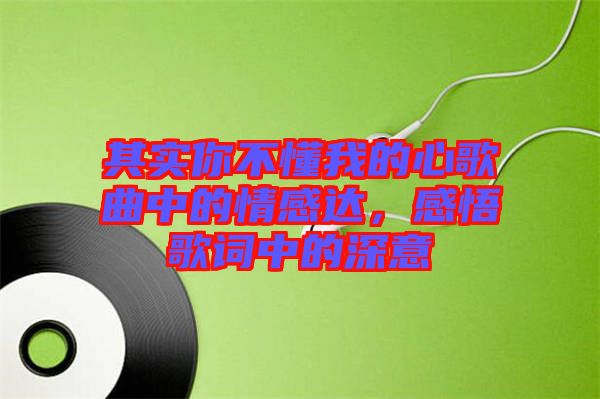 其實(shí)你不懂我的心歌曲中的情感達(dá),感悟歌詞中的深意