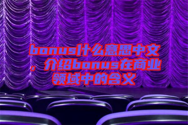 bonus什么意思中文,介紹bonus在商業領域中的含義