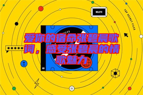 愛你的宿命張碧晨歌詞,感受張碧晨的情歌魅力