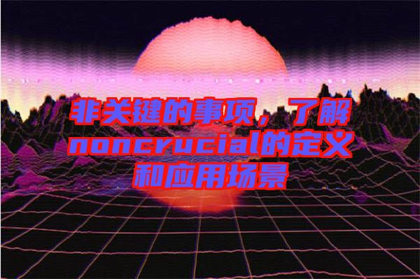 非關鍵的事項，了解noncrucial的定義和應用場景