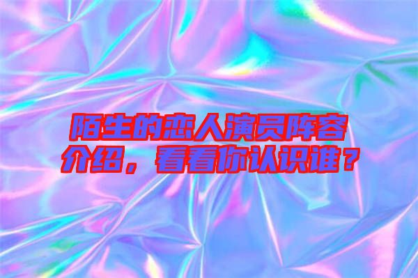 陌生的戀人演員陣容介紹,看看你認(rèn)識誰?