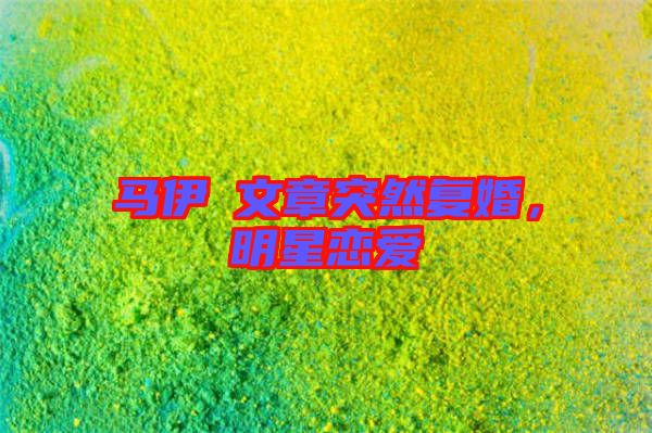 馬伊琍文章突然復婚，明星戀愛