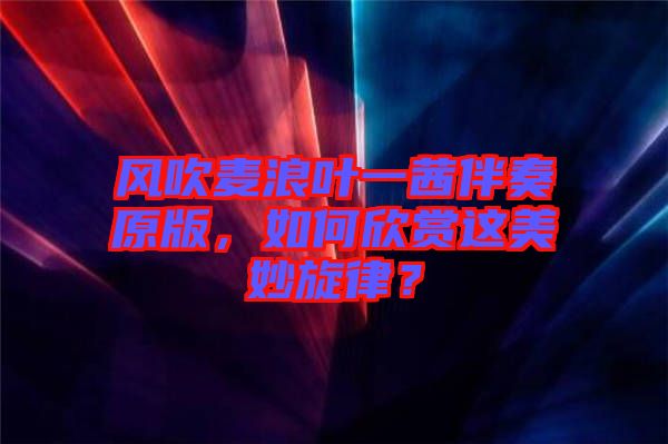 風吹麥浪葉一茜伴奏原版,如何欣賞這美妙旋律?