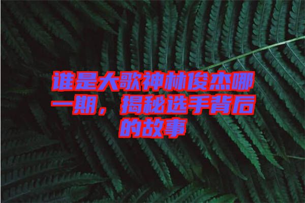 誰是大歌神林俊杰哪一期,揭秘選手背后的故事