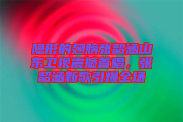 隱形的翅膀張韶涵山東衛視震撼首唱,張韶涵新歌引爆全場