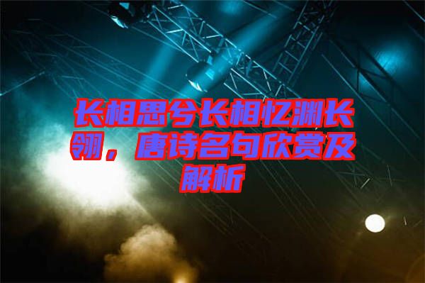 長相思兮長相憶淵長翎，唐詩名句欣賞及解析