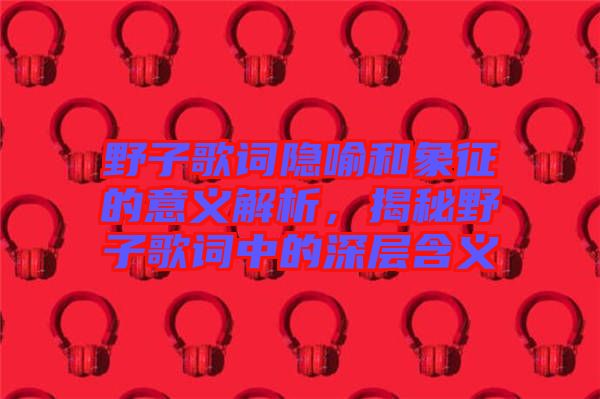 野子歌詞隱喻和象征的意義解析,揭秘野子歌詞中的深層含義